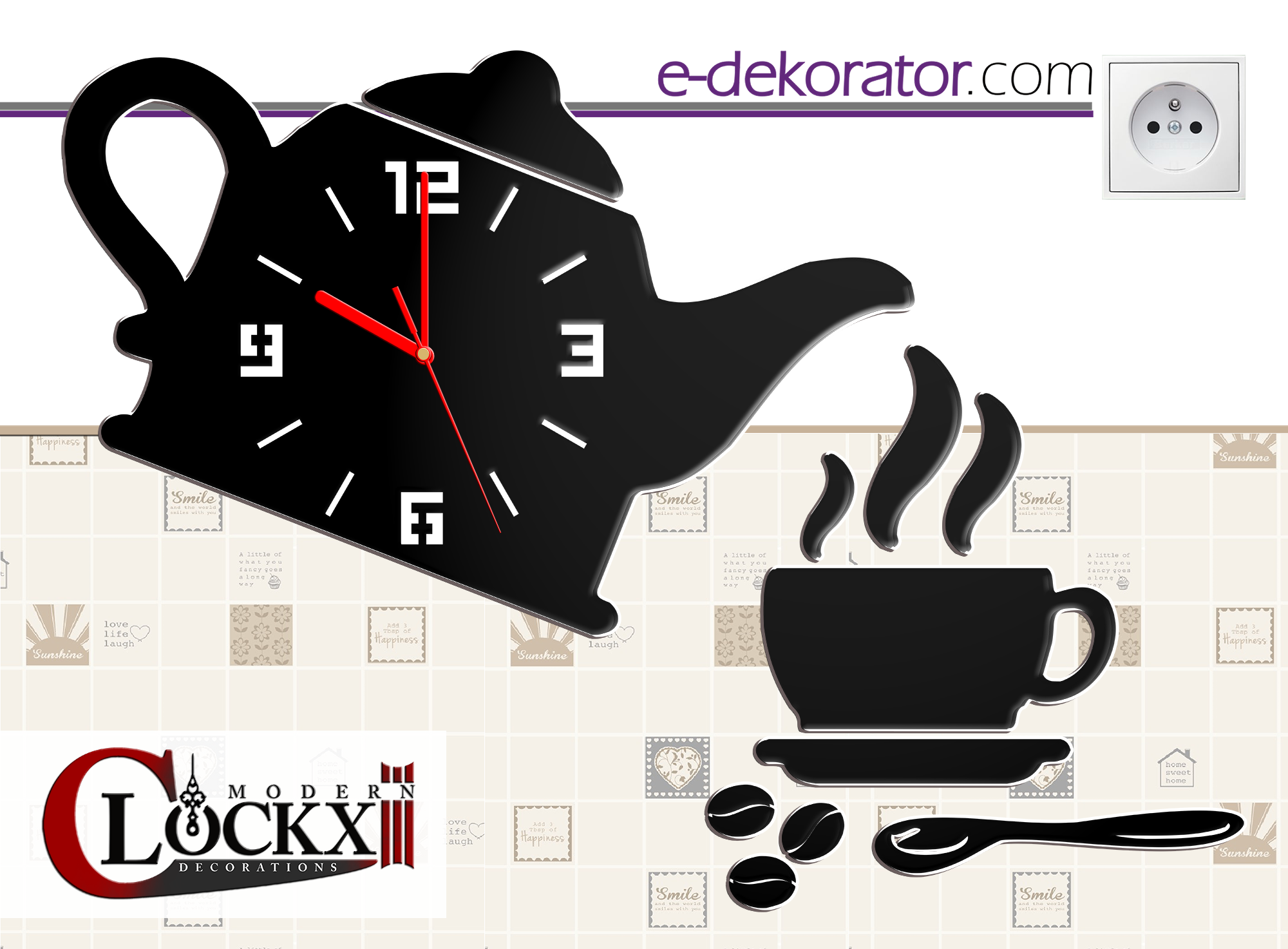 Zegar ścienny dekoracyjny akrylowy PLEKSI Coffee Break